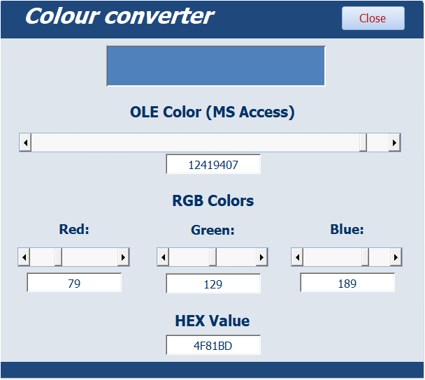 Rgb Color Code Ms Access Color Code Equivalent Access